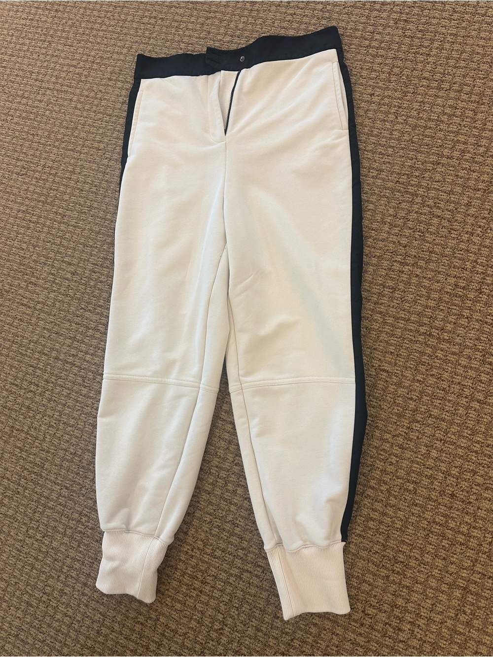 Sweaty Betty White Joggers with Black Side Panels